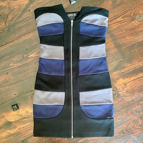 La Rok Strapless Banded Center Zip Mini Dress - Picture 1 of 8